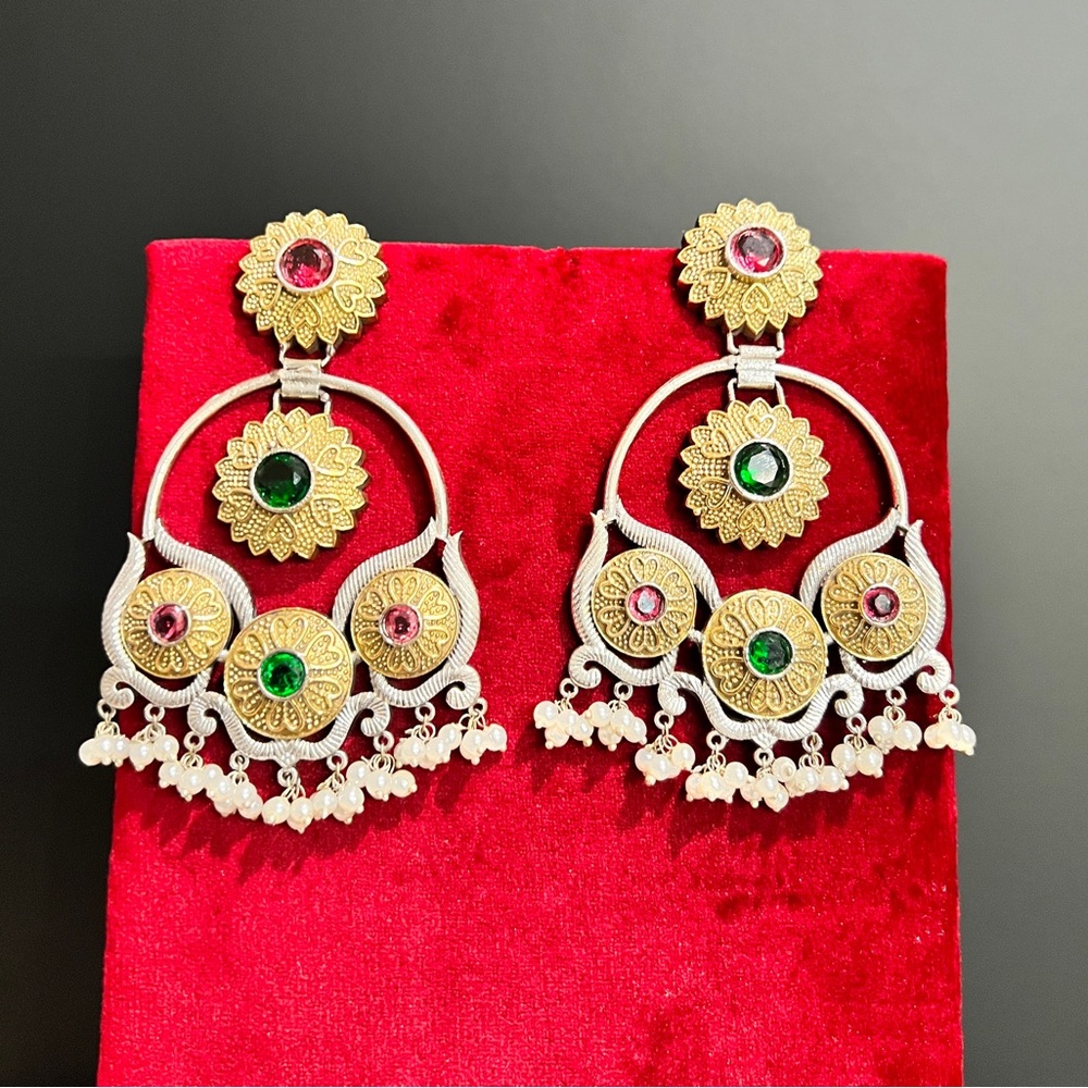 German silver earrings multicolour